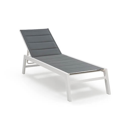 Renazzo Lounge Chaise longue de jardin 6 positions - gris & blanc