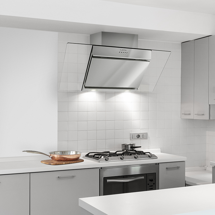 h Exhaust Air Power • 2 x Activated Carbon Filter • Silver Klarstein Purista • Cooker Extractor Hood • Substructure Hood • Exhaust Hood • 60cm • Stainless • Wall Mounting • Halogen Lighting • 190 m³ 
